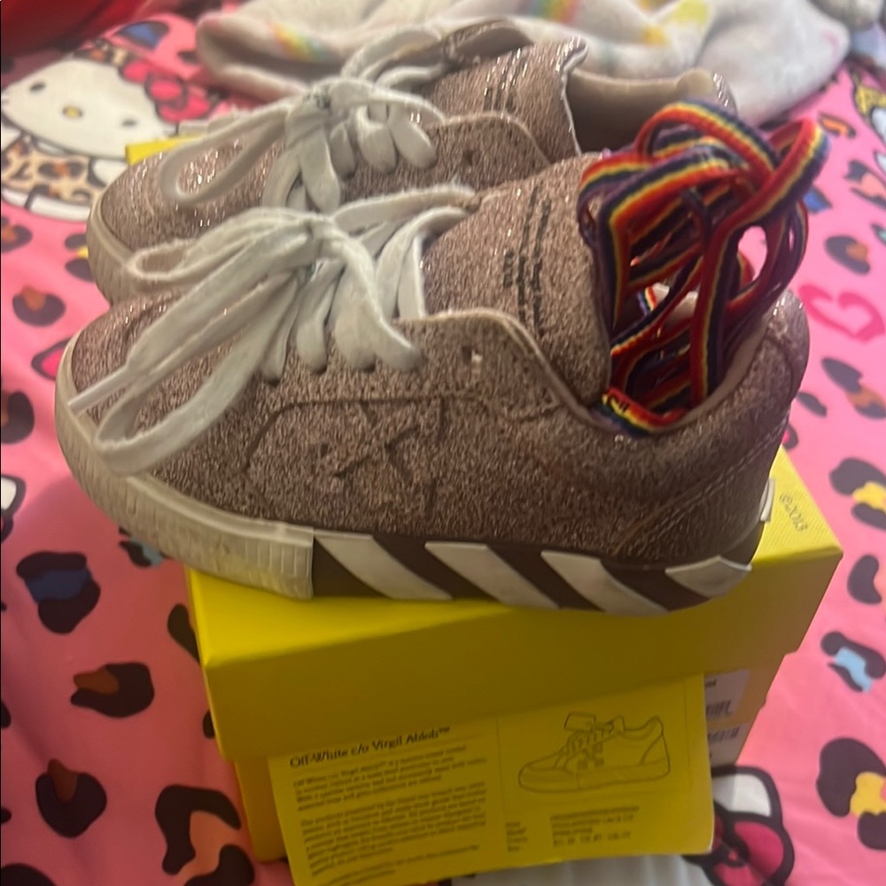 Kids Glitter Sneakers with Rainbow Laces